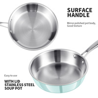 Poêle à frire durable en acier inoxydable 304, antiadhésive, sans revêtement, compatible induction, capacité 3-4L, usage domestique