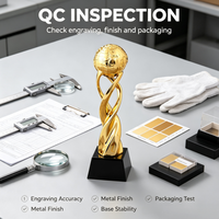 Trophée Globe d'Or Personnalisé Écologique pour Cadeau d'Entreprise, Poli, Imprimé UV, Gravé, pour Distribution en Gros