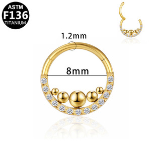 Anneau de nez en titane G23 F136, forme cœur, serti de cristal améthyste, bijou de piercing pour nez, oreille, hélix - Product Image 5