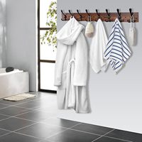Porte-manteau mural grand format 32,2'' avec 8 crochets métalliques triples, finition noire, en planche de pin pour suspendre manteaux et vestes dans la cuisine
