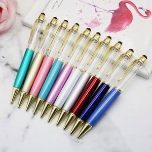 Stylo à bille DIY vide en métal avec paillettes marbrées et cristal en plastique pour l'écriture, compatible avec les fournitures scolaires et de bureau, idéal comme cadeau - Product Image 3