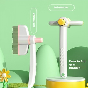 Nouveau nettoyage pour animaux de compagnie épilation conception de peigne à <span class=keywords><strong>puces</strong></span> rotatif animal de compagnie chat chien peigne universel chat brosse <span class=keywords><strong>bouton</strong></span> de libération peigne à cheveux pour animaux de compagnie - Product Image 3