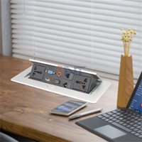 Table de réunion de bureau encastrée avec 2 prises AC, 2 ports USB, prise de courant encastrée pour bureau, alliage d'aluminium, câbles de 30 cm, certifiée CE