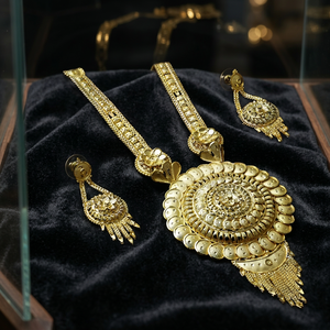 Vente en gros de bijoux traditionnels plaqués or micro 14K, 18K, 24K, design floral, bijoux de mode, ensemble de bijoux longs en micro-or. - Product Image 2