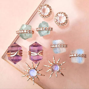 Conjunto de Pendientes de Plata de Ley 925 con Piedra Lunar, Joyería de Piedra Lunar Azul Natural - Product Image 6