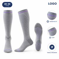 Chaussettes de compression graduées pour mollets, avec tableau de mesure, manchette plus large, bout plat, construction du talon blanc et rouge, échantillon de taille