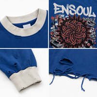 Fabricant de vêtements – Sweat-shirt et sweats à capuche pour hommes, personnalisés, coupe oversize, en molleton épais, imprimé numérique, effet vieilli