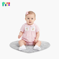 Combinaison pour fillette avec broderie de lapin de Pâques Puresun, col chemise, 100% coton biologique, boutons, barboteuse pour enfant, combinaison personnalisée pour bébé