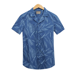 Camisa de cuello cubano para Hombre | Camisa ligera de manga corta abotonada para ropa de playa informal de verano - Product Image 3