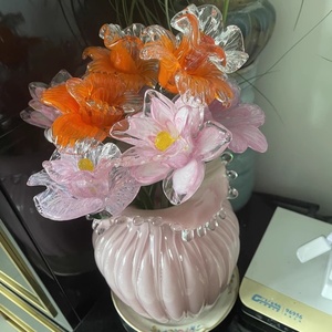Tay Thổi Nghệ Thuật Thủy Tinh Trang Trí Hoa Hồng Và Lily Hoa Thân Dài Màu Men Handmade Nghệ Thuật Dân Gian Cho Trang Trí Nội Thất - Product Image 2