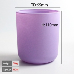 Lọ đựng nến thủy tinh màu mờ in họa tiết lớn 16oz FENGJUN, kiểu trụ sang trọng có nắp - Product Image 2