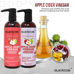 Shampooing et après-shampoing clarifiant et détoxifiant à la biotine, kératine, caféine, huile de ricin, huile d'argan, vinaigre de cidre de pomme pour tous types de cheveux - Product Image 2