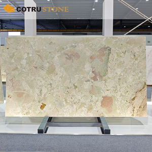 Lastra in Marmo Verde Breccia Rosa Naturale per Isola Cucina, Top Lavabo e Tavolo da Villa - Product Image 1