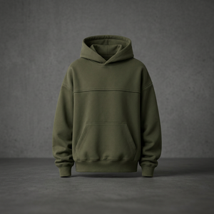 Sudadera con Capucha de Forro Polar para Hombre, Oversize, Holgada, Verde Oliva, con Logo Frontal, Diseño Casual de Color Liso con Bolsillos, Ecológica, para Invierno, ODM, MOQ Bajo - Product Image 1