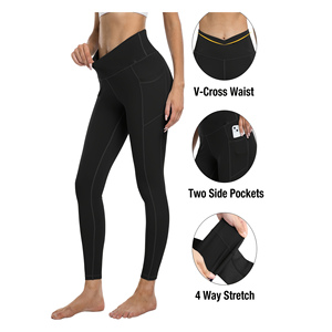 Jeggings de sport pour femmes 2025, personnalisés, <span class=keywords><strong>haute</strong></span> élasticité, couleur unie, sans ceinture, avec poches, pantalon de compression pour la course à pied et le yoga pour adultes - Product Image 6