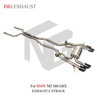 Échappement arrière Z-Pipe à longueur égale ING pour BMW M3 M4 G80 G82 G8X S58 3.0T |   Embouts en fibre de carbone avec télécommande