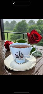 Tasse à café en porcelaine fine de luxe avec soucoupe, motif tour Eiffel et papillon, bordure dorée, pour le thé de l'après-midi - Product Image 4