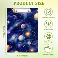 Porte-documents décoratif en plastique avec motifs planètes spatiales, clip discret, pour bureau/école, enseignants, étudiants, format A4 standard, impression UV