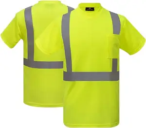 안전 티셔츠 높은 가시성 반사 테이프 남녀공용 티셔츠는 도로 및 작업장 안전을 위해 가볍고 내구성이 뛰어납니다.