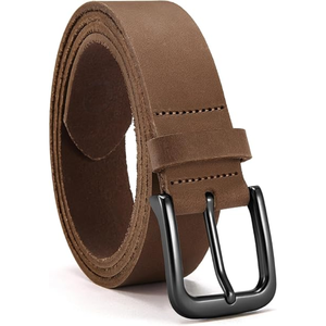 Genuine Leather <b>Belt</b> Cowhide Floral Embroidery Vintage Style <b>Silver</b> Pin <b>Buckle</b> Casual Men's <b>Belt</b> Durable Design - Product Image 2
