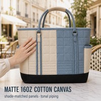 Sac fourre-tout réutilisable en toile de coton matelassé 16 oz, bicolore, avec logo personnalisé, pour café et chaîne de magasins de café, couleur assortie
