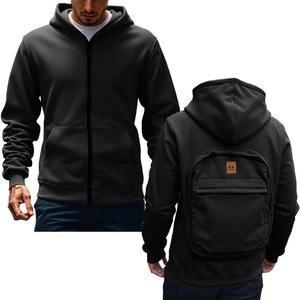 Maßgefertigte Rucksack-Hoodie-Jacken Reise-Hoodie Angepasste Technologie 2-in-1 Sweatshirts Reißverschluss-Pullover Hoodies mit Rucksack - Product Image 2