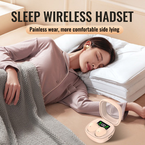 Mini auriculares inalámbricos Bluetooth, color beige, pantalla LED 13T, batería de larga duración para dormir de lado, uso cómodo - Product Image 3