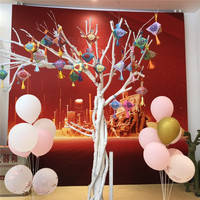 Arbre Artificiel Décoratif Grande Taille, Arbre à Vœux, Support de Repose pour Chat et Oiseau Style Branche, 100cm-200cm, en Tissu, pour Extérieur