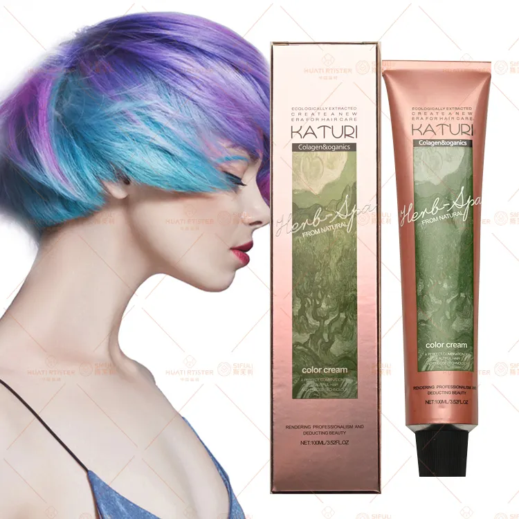 Huati Sifuli Katuri Haarkleur Merk Fabriek Prijs Kruidenverzorging Langdurige Ammoniak Gratis Magie Zwarte Haarverf Crème Salon Verzorging