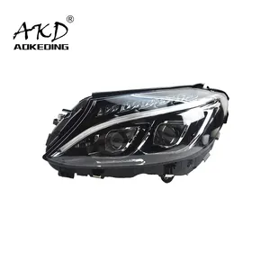 AKD רכב סטיילינג ראש מנורת עבור W205 פנסי 2014-2019 W205 LED פנס Bi LED מקרן עדשת C180 C200 c300 DRL אות מנורה