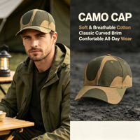 Casquette de baseball structurée en coton à imprimé camouflage classique, protection solaire, pour la chasse, le camping et l'aventure quotidienne