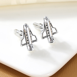 Mancuernillas de Aleación con Diseño de Cohetes <span class=keywords><strong>para</strong></span> Camisas de Vestir, <span class=keywords><strong>para</strong></span> <span class=keywords><strong>Novio</strong></span>, Camisa de Boda, Lujo - Product Image 1