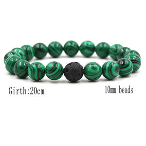 מכירה לוהטת 10mm שחור לבה לבה אבן מלכיט גברים ונשים סט זוג חרוז צמיד - Product Image 3