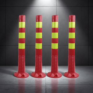 Poste de bolardo de seguridad vial Base de goma Marcador de tráfico Poste Material de PU Delineador flexible reflectante mejorado - Product Image 3