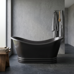 Baignoire autoportante noire ovale classique pour salle de bain - Product Image 4