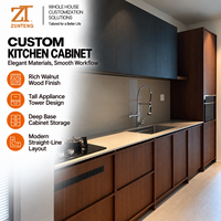 Meuble de cuisine de luxe en bois grainé avec conformité de production et dimensions personnalisées pour résidence moderne