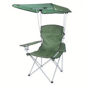 Chaise de pêche pliable légère d'extérieur avec porte-gobelet et pare-soleil en tissu Oxford avec parasol - Product Image 2