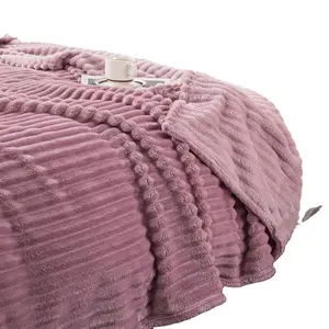 home and office New Spring Summer Solid Color Wide Striped Single Layer corduroy flannel sleeping throw Napping Blanket bedcover