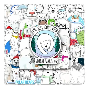 50Pcs Bonito Dos Desenhos Animados Urso Polar Adesivos Para Crianças Laptop Bagagem Waterbottle Notebook Skate Adesivos