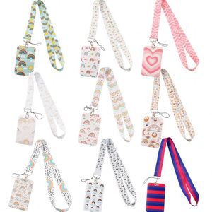 Rainbow <b>Polyester</b> <b>Lanyards</b> Colorful Printed ID Card Badge Holder Keychain Neck Straps for Cellphone & Teacher Gift - Product Image 1