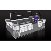 Vitrine de présentation de bijoux minimaliste grise carrée pour centre commercial, solution de conception de magasin complète personnalisée pour partenaires Fortune 500