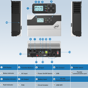 MUST <span class=keywords><strong>PV1800</strong></span> PRO Onduleur solaire haute fréquence 5 kW 3 kW avec contrôleur de charge MPPT 80 A - Product Image 5