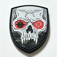 Patch PVC 3D personnalisé en relief Crâne Drone, Patch Logo Camouflage en Caoutchouc Souple pour Vestes, Vêtements et Tenues d'Extérieur