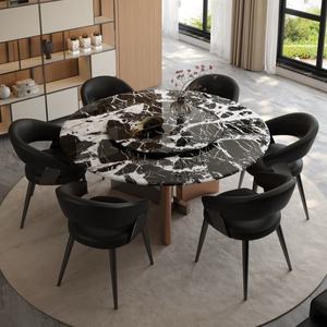 Tavolo da Pranzo Moderno in Marmo con Gambe in Acciaio al Carbonio <span class=keywords><strong>e</strong></span> Lazy Susan Integrata per Appartamenti, Case, Hotel <span class=keywords><strong>e</strong></span> Ristoranti - Product Image 6