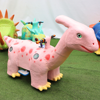 Trottinette électrique dinosaure Triceratops violette pour enfants, siège sécurisé pour la location en aire de jeux intérieure/extérieure