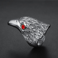 Punk Charm Animal bijoux Vintage rouge noir oeil tête d'aigle anneau en acier inoxydable pour hommes mode Hip Hop Biker anneau