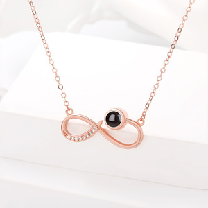 Collana di proiezione memoria commemorativa per donne Mobius <span class=keywords><strong>infinity</strong></span> symbol Collana con simbolo Personalizzata Lingua 100 ti amo - Product Image 6