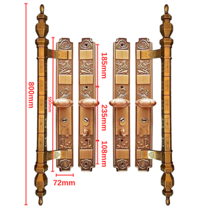 Ensemble de porte d'entrée d'appartement moderne de haute qualité, design européen, avec poignée double verrouillable en laiton massif émaillé, longueur 800 mm - Product Image 1
