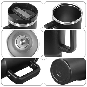 Gobelet isotherme de voyage en acier inoxydable à double paroi de 40 oz, style moderne, avec couvercle et poignée, modèle H2.0, très populaire - Product Image 4