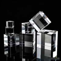 HBL vente en gros clair plusieurs tailles bloc de Cube de cristal vierge pour 3D Laser graver matériel Photo bloc de gravure Laser